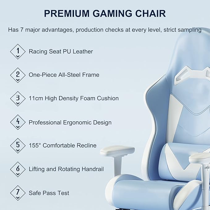 Computer Desk Chairs Gaming Chair with Footrest with Lumbar Support Headrest and Footrest Adjustable Racing PC Chair Video Game Chair
