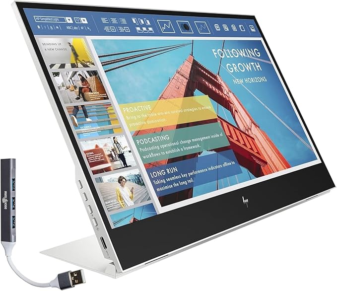 HP 14 FHD IPS Portable Monitor with 5ms Response Time Anti-Glare Flicker Free 400 nits Brightness USB-C &amp Dockztorm USB Port Expander Silver Color