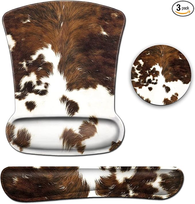 Keyboard Wrist Rest and Mouse Pad with Wrist Support Ergonomic Coaster Easy Typing Pain Relief Memory Foam Keyboard Wrist Rest Cow Cowhide Desktop DecorationSuitable for Office Typing Games