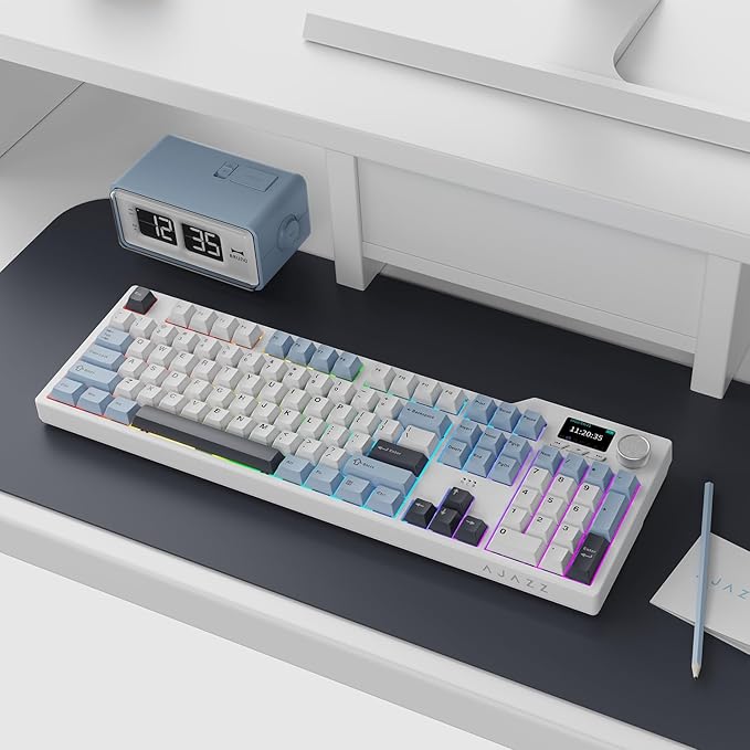DAIDAI×AJAZZ AK35I V3 Full Size Hot Swap Mechanical Gaming Keyboard with Screen &amp Knob 2.4G/BT/USB-C Gasket Keyboard FR4 Plate 8000mAh Battery South Facing LED RGB (Avocado Axis)