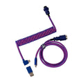 Keychron Premium Coiled USB-C Angled Purple Cable 5-Pin GX16 Detachable Metal Connector USB-A Adapter Double-Sleeved Design for Mechanical Keyboards Charging and Data Sync