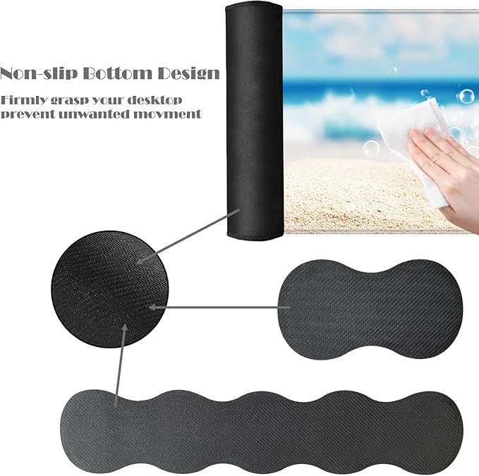 Ergonomic Keyboard Wrist Rest &amp Mouse Pad Wrist Rest SetXL Gaming Desk Mat 31.5x 11.8Non-Slip BaseMemory FoamEasy Typing Pain Relief for Office &amp HomeSeashells Starfish on Beach