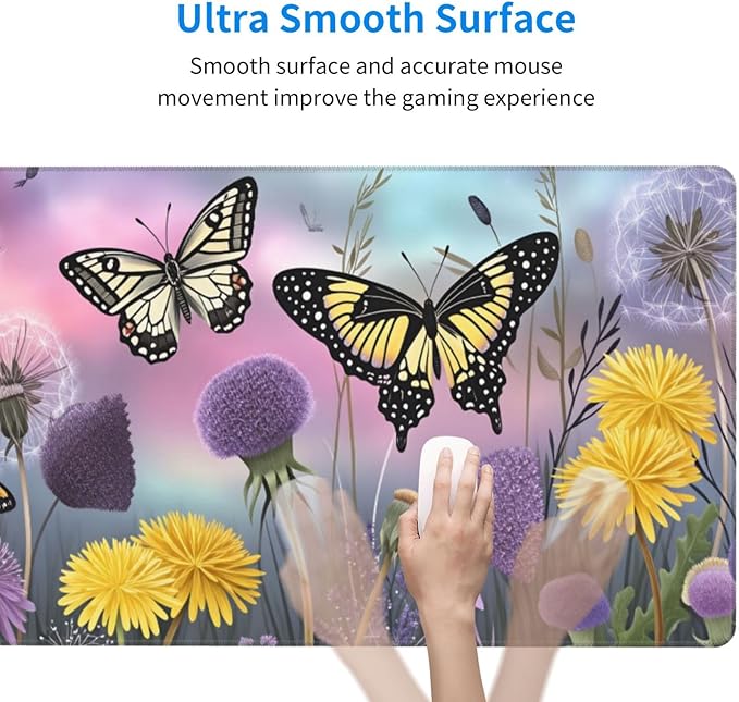 Butterflies Desk Cover MatExtended Large Mouse PadComputer Laptop Mat Desk Decor for Office Game Home 30x16 Inch