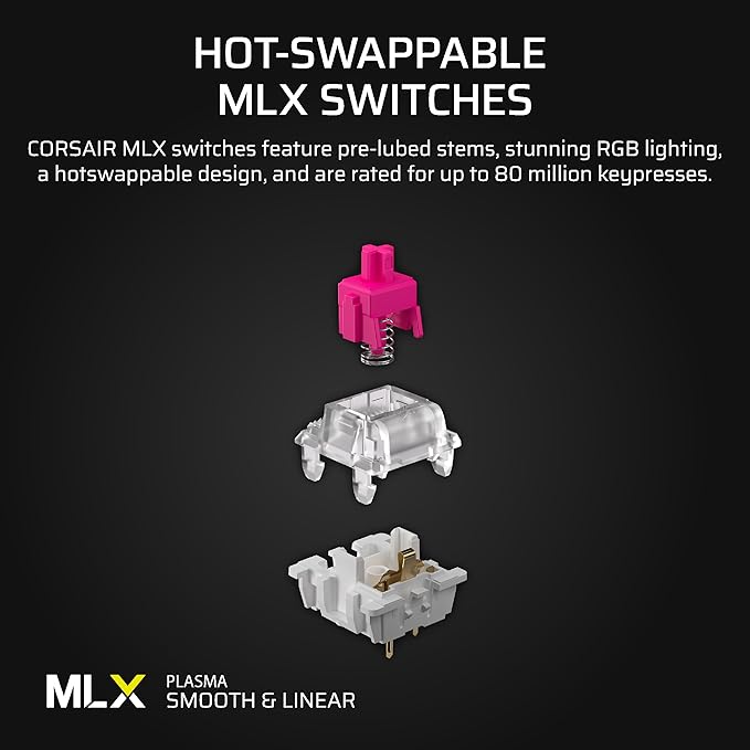 Corsair Vanguard 96 Wired Mechanical Gaming Keyboard – 96% Layout MLX Plasma Linear Switches 8000Hz Polling LCD Display Virtual Stream Deck G-Keys SOCD Flashtap QWERTY US – Black