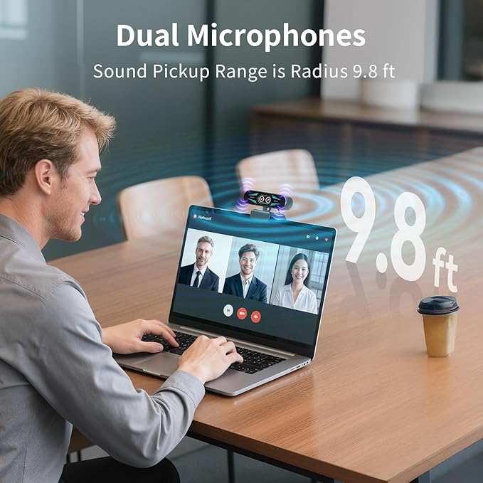 EMEET C60E Dual-Camera 4K Webcam for Streaming Wide-Angle and Telephoto Cameras Max 11X Hybrid Zoom &amp PDAF Autofocus Remote Control RGB Lighting 2 Mics Ideal for Livestreaming and Online Mee