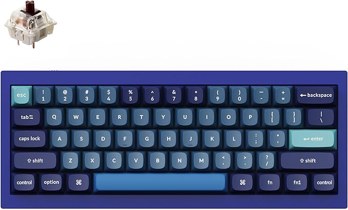 Keychron Q4 Wired Custom Mechanical Keyboard 60% Layout QMK/VIA Programmable Macro with Hot-swappable Gateron G Pro Brown Switch Double Gasket Compatible with Mac Windows Linux(Navy Blue)