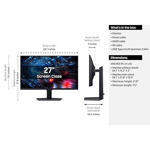 Samsung 27” Odyssey G7 G70F FHD Resolution Gaming Monitor Fast IPS Dual Mode 4K 180Hz Refresh Rate NVIDIA G-Sync Compatible AMD FreeSync™ Premium Ergonomic Stand LS27FG706ENXZA