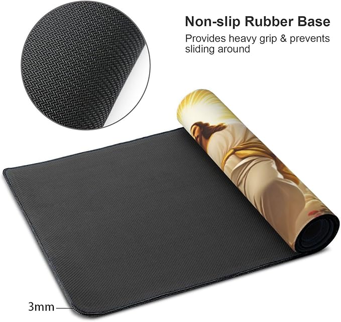 XXL Gaming Mouse Pad Extended (35.5X16) Sacred Religious Large Non-Slip Desk Mat Water-Resistant Keyboard Mousepad for Office &amp Home