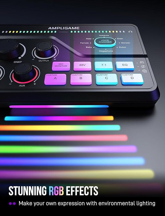 FIFINE XLR/USB Podcast Microphone with Audio Mixer Set Studio Recording PC Mic with XLR Mixer Bundle 7.1 Surround Sound Headphone Monitoring Voice Changer for Gaming (K688+SC8)