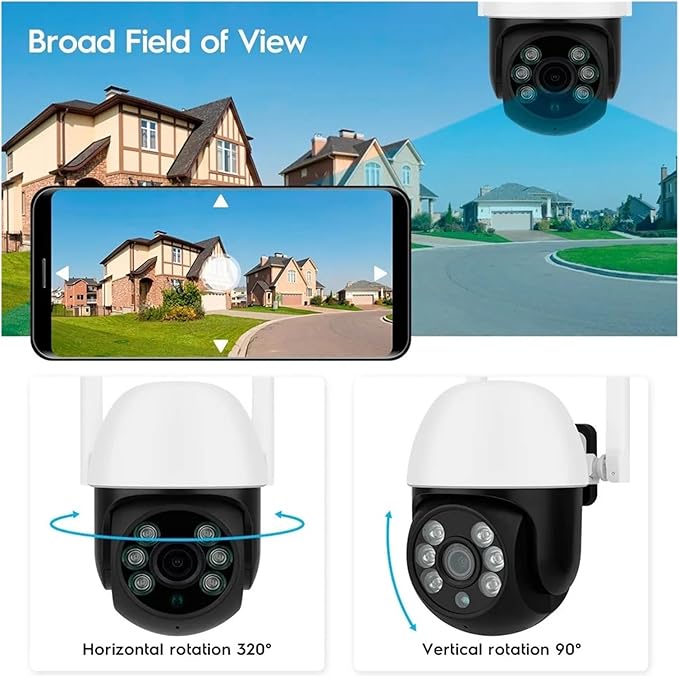 IP Camera P2P 1080P HD WiFi Color Night Vision Auto Tracking Surveillance Webcam Outdoor Security Monitor(EU PlugCamera Add 32G)