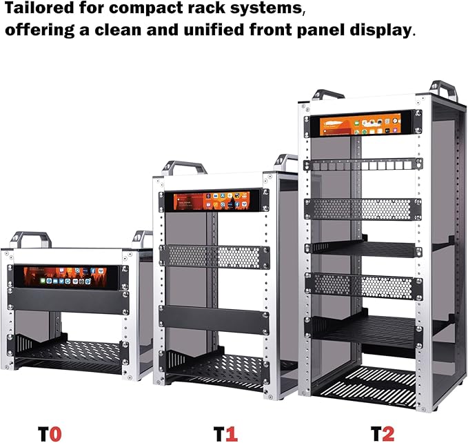 GeeekPi 6.91 inch 1424x280 LCD Touch Screen 1U Rack Mount Monitor for DeskPi RackMate T0/T1/T2/T0 Plus/T1 Plus/TL1 Server Cabinet and 10 inch Server Rack