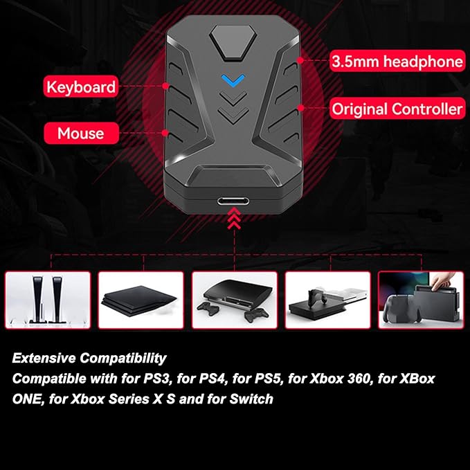 Diydeg One Handed RGB Gaming Keyboard and Combo for Master Pro for 4 for Half Hand Keyboard Converter Combo Wired Keypad Adapter Set Mobile Game Converter