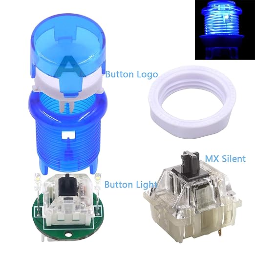 SJ@JX Arcade 2 Player Game Controller Stick DIY Kit LED Buttons MX Microswitch 8 Way Joystick USB Encoder Cable for PC MAME Raspberry Pi Red Blue