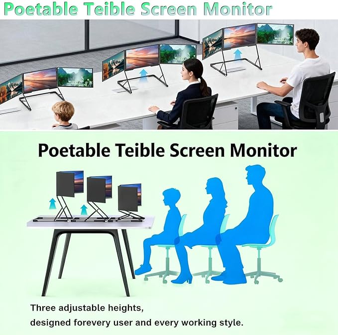 Triple Aero 15.6” Pro Premium Triple Portable Monitor Extender 1080P FHD Triple Screen Laptop Monitor Extender Portable Monitor for Lap Top with 360° Rotation Adjustable Viewing Angles