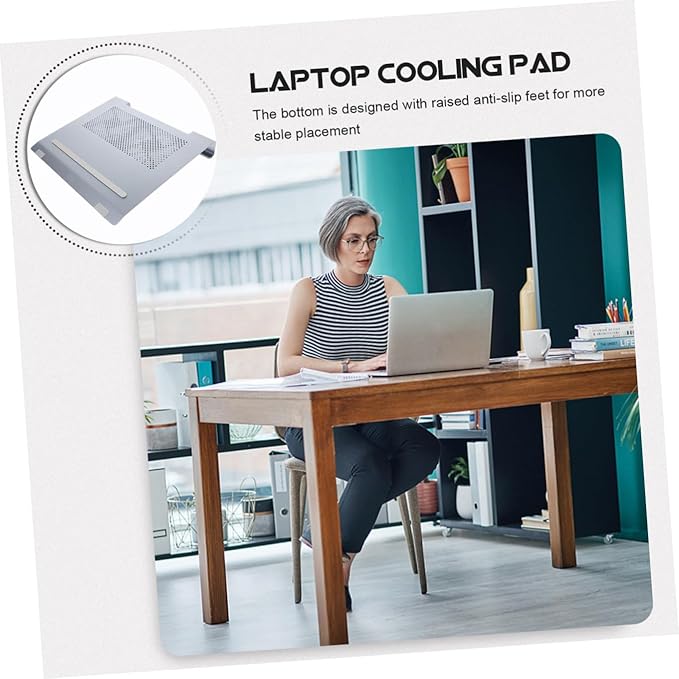 POPETPOP Laptop Cooler Pad Stand for 17.3 Inch Notebook Dual 12cm Cooling Fans RGB Light Fan for Heat Dissipation Aluminum Construction