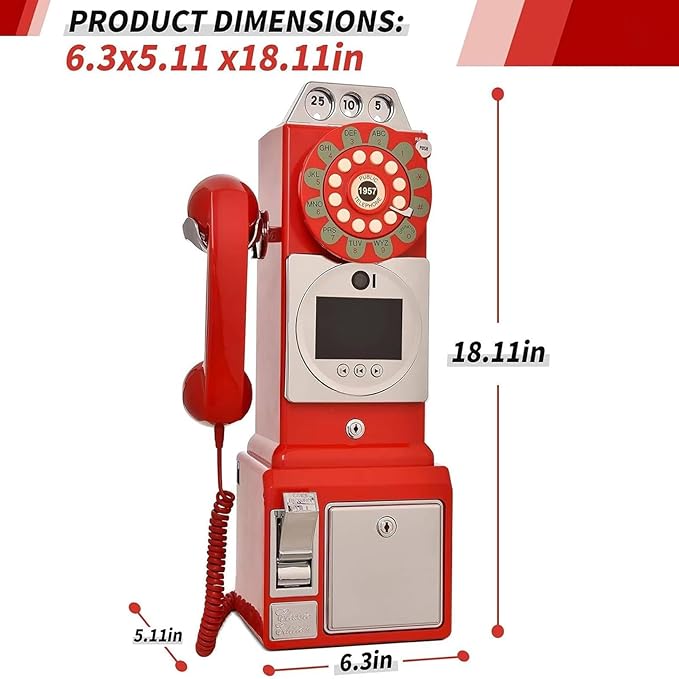 1080P Video Audio GuestBook Wedding Phone 64G SD Card Customized Video Audio Guest Book Alternatives with Lens Recording for Birthday Party Anniversary Engagement Red