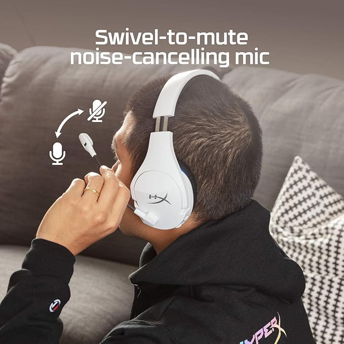 HyperX HHSS1C-KB-WT/G Cloud Stinger Core – Wireless Gaming Headset for PS4 PS5 PC Lightweight Durable Steel Sliders Noise-Cancelling Microphone - White