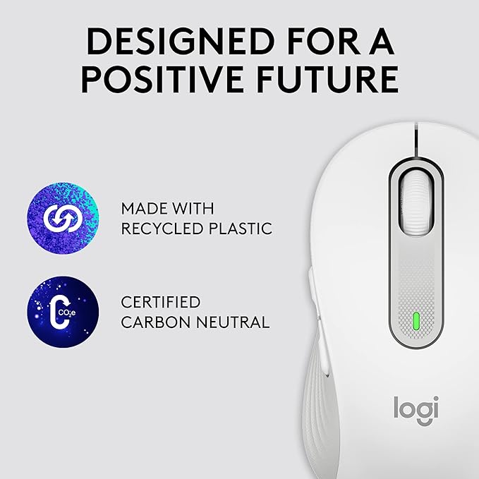 Logitech Signature M650 L Full Size Wireless Mouse - for Large Sized Hands Silent Clicks Customizable Side Buttons Bluetooth for PC/Mac/Multi-Device/Chromebook - Off White (Renewed)