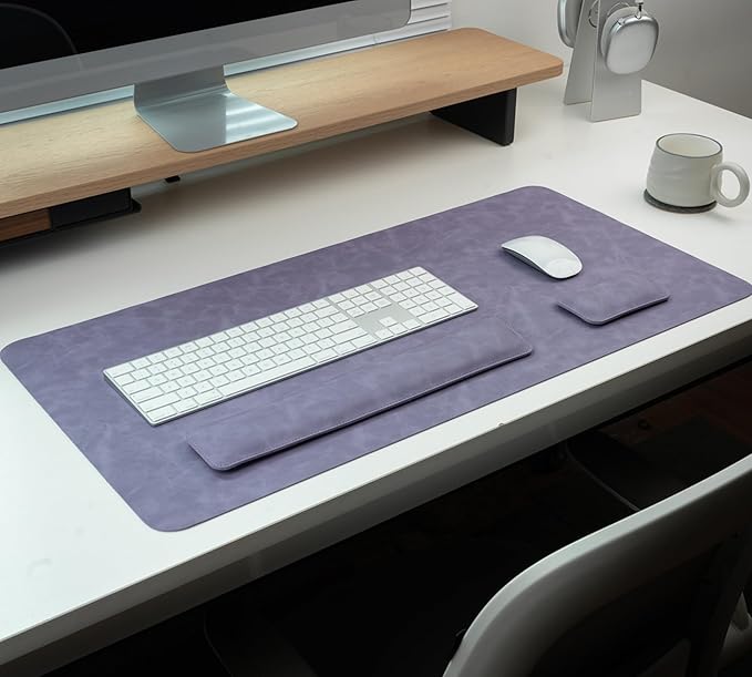 RENMTURE Large Mouse Pad and Keyboard Wrist Rest Desk Pad for Keyboard and Mouse Large Gaming Mouse Pad with Wrist Support Desk Mat for Work and Gaming (Purple)