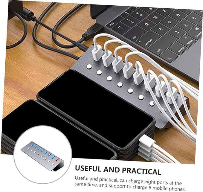 USB Hub with Separate Power Switches USB Extension Device Compact Lightweight for Laptop Office Travel