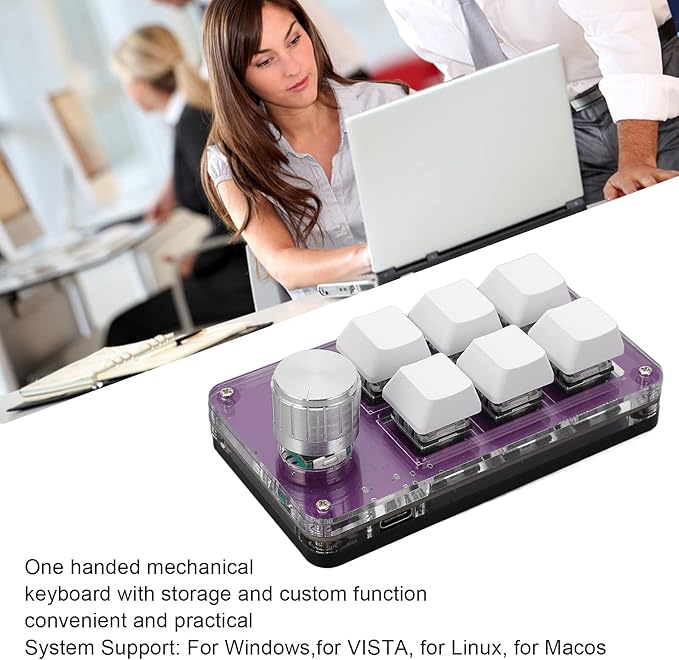 Pilipane Compact 1 Handed Mechanical Gaming Keyboard Programmable Shortcut Keyboard and Gaming Keypad with Knob Function Gaming Accessory for Windows/Linux/MacOS