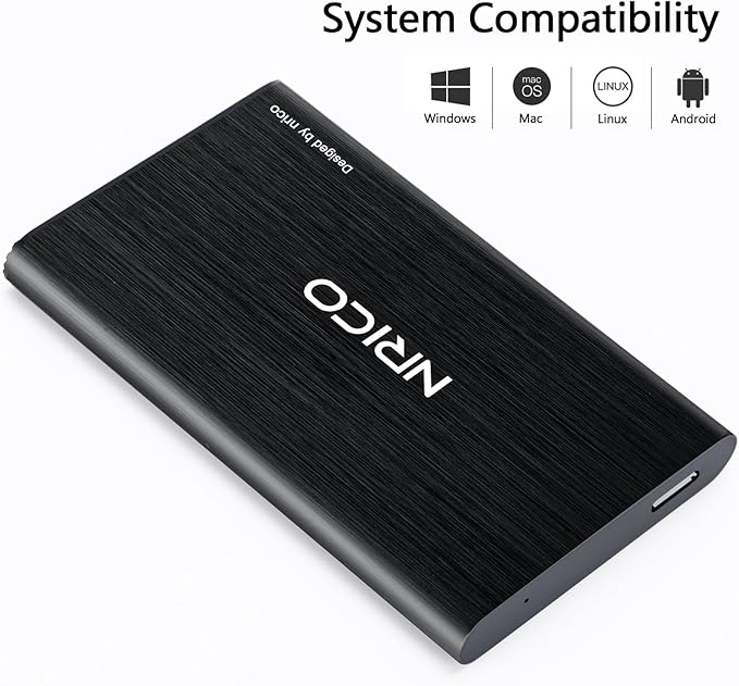 NRICO Ultra Slim Portable External Hard Drive USB3.0 HDD Storage Compatible for PC Desktop LaptopMacPS4 Xbox one (Black 1 TB)