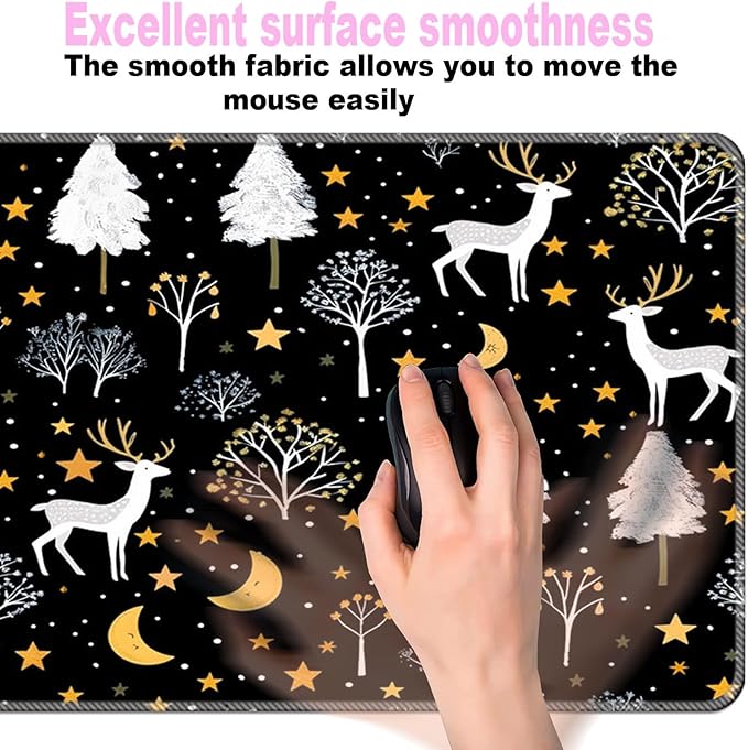 Keyboard Wrist Rest SetMemory Foam Wrist Support Mouse Pad31.5x11.8 Desk Mat for Comfortable Typing &amp Pain ReliefNon-Slip Base for Office &amp Home Use - Cute Training Deer and Trees