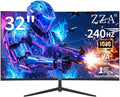 ZZA 32 Inch Curved Gaming Monitor 240Hz Curved Monitor Computer Monitor-HDMI DP USB Headphone Ports1080p 1K FHD Ultra Slim Curved Screen with Wide AngleHigh Refresh Rate Immersive PC Gaming
