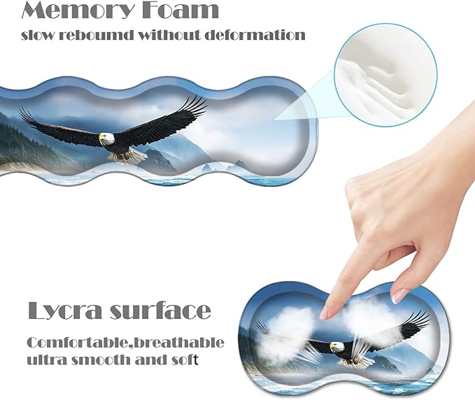Ergonomic Keyboard Wrist Rest &amp Mouse Pad Wrist Rest SetXL Gaming Desk Mat 31.5x 11.8Non-Slip BaseMemory FoamEasy Typing Pain Relief for Office &amp HomeBald Eagle Flying Over Sea