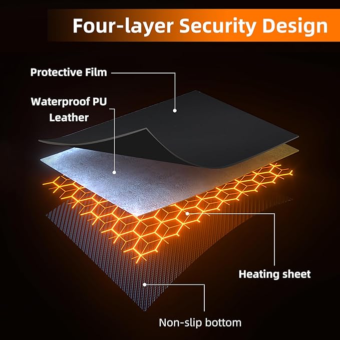 Heated Mouse PadWarm Desk Pad with 3 Levels Heating &amp Timed Auto Shut-OffPU Leather Heated Desk Pad Foot Warmer Pad for Home Office -31.5 x 13 Inch Black