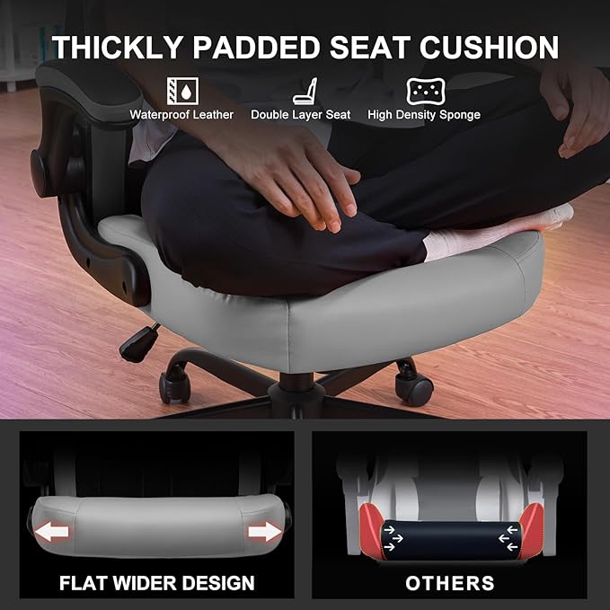 GTPLAYER Video Gaming Chair Ergonomic Computer Gaming Chair with Flip-Up Armrests and Adjustable Height Comfortable Desk Chairs with Built-in Lumbar Support Recliner with 360°Swivel (Dark Gray)