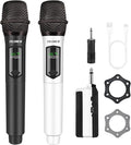 Wireless Microphones Professional Dual Karaoke Microphone for Singing Handheld Cordless Dynamic Mic System with Rechargeable Receiver(160 Ft) for Wedding DJ Speech Church Party K602-BW