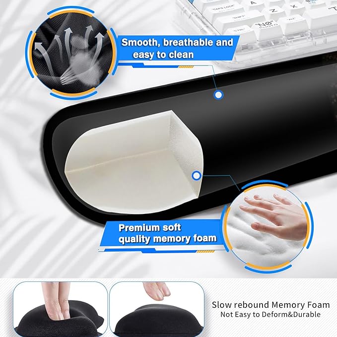 Large Gaming Mouse Pad+ Keyboard Wrist Rest Set Ergonomics Memory Foam Mouse Mat Wrist Rest Support Waterproof Extended Mousepad 31.5x11.8in African American Women Black Girl Black Desk Pad
