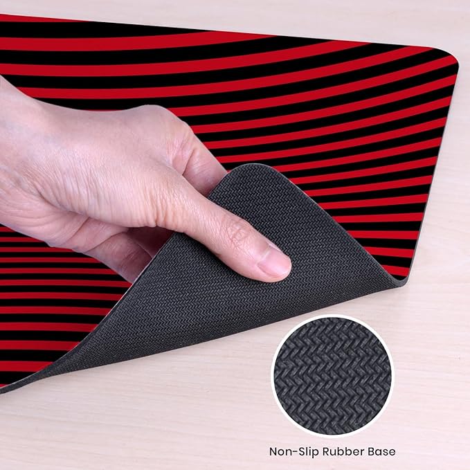 Head Case Designs Officially Licensed AC Milan Red Stripes Crest Logo 23.62 x 11.81 x 0.12 inches (600 x 300 mm) - L Gaming Office Desk PC Keyboard Mouse Mat Pad
