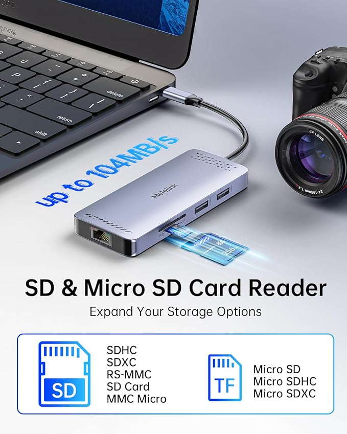 USB C Hub Ethernet 9 in 1 USB-C to Ethernet Multiport Adapter Dongle with HDMI 4K@60Hz 100W PD Charging Gigabit RJ45 SD/TF Card Reader USB A&ampC 3.0 USBC Dock for MacBook Dell Lenovo HP