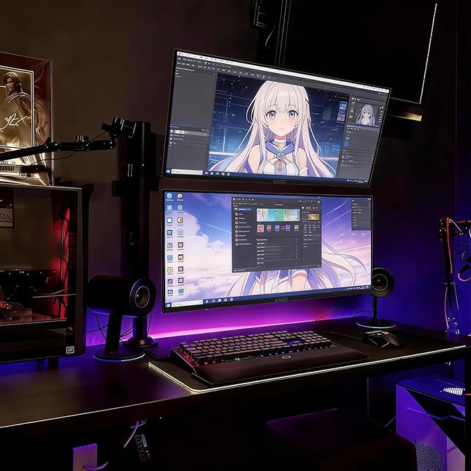 Kado Dual Gaming Monitor Setup - 2-Pack 34 100Hz Ultrawide 21:9 3440x1440 WQHD Computer Monitor 103% sRGB Stacked Gaming AMD FreeSync Premium VESA Mount HDMI DisplayPort Built-in Speakers