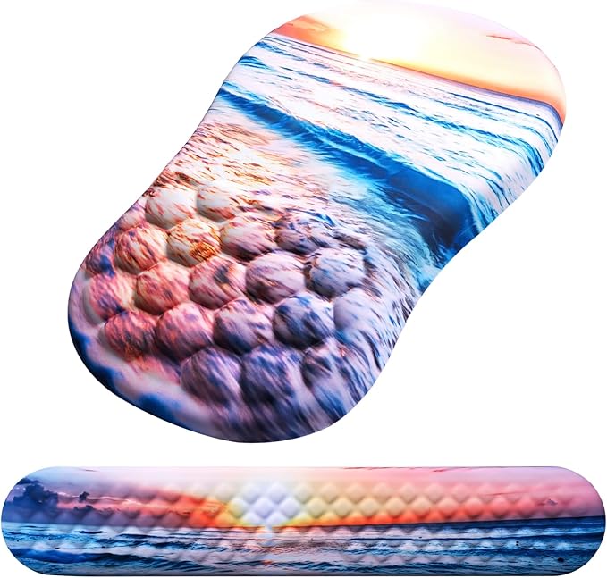 Mouse Pad Wrist Support Laokiiy 2 in1 Keyboard Wrist Rest+ Ergonomic Mouse Pad Non-Slip Wrist Rest for Computer Keyboard Made Easy Typing &amp Relieve Wrist Pain(Sunrise Beach)
