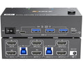 8K HDMI KVM Switch 2 Monitors 2 Computers 8K@60Hz 4K@144HzMLEEDA USB 3.0 Dual Monitor KVM Switch for 2 Computer Share 2 Monitor and 4 USB DevicesWired Remote12V Power Adapter and USB Cable Included
