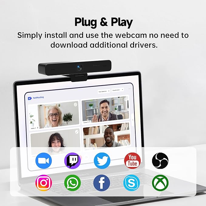 Horion 4K Conference Camera with Microphone Auto Framing Camera for PC 10X EPTZ Zoom Plug &amp Play USB 3.0Video with Dual AI Noise-Canceling Mic for Video Conference Streaming PC/Mac/Linux H