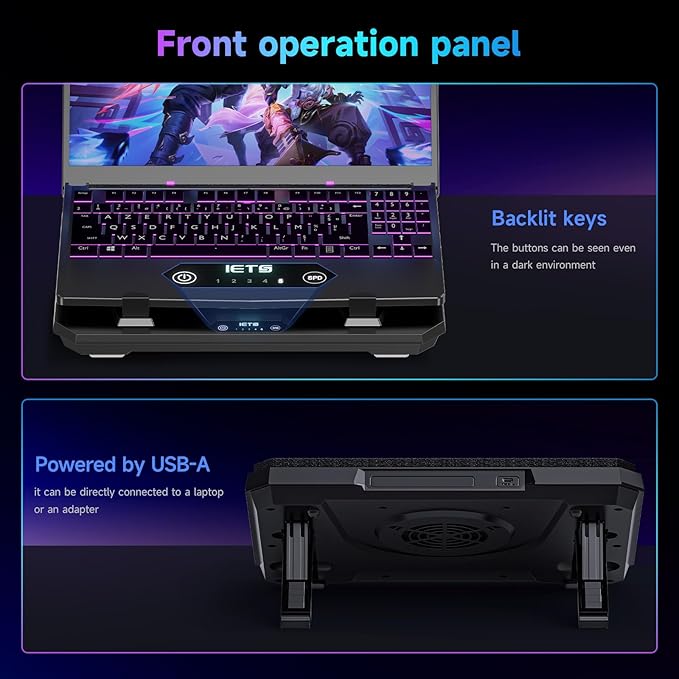 GT300 Upgraded Laptop Cooling Pad with Adjustable Stand Turbo Boosted Cooler for Rapid Cooling 10-17inch Gaming Laptop Flexible Sealing RingFeaturing Air Filtration Adjustable clamp