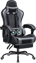 JUMMICO Gaming Chair Ergonomic Computer Chair with Footrest and Massage Lumbar Support Height Adjustable Video Gaming Chair with 360° Swivel Seat and Headrest (Grey)