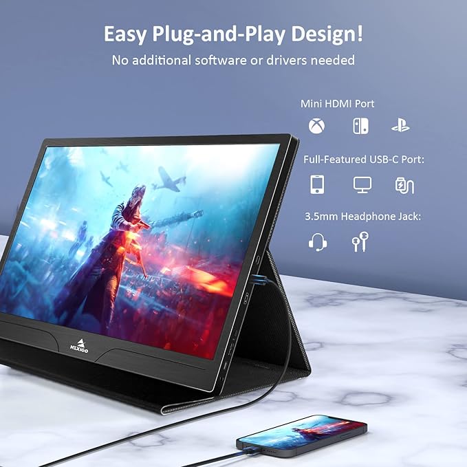 NexiGo 4K Portable Monitor 17.3 Inch 400 Nits FreeSync 100% Adobe RGB HDR IPS Display Dual Speakers Eye Care Screen with OTG Expansion for Laptop PC/MAC/Console/PS5 VESA &amp Smart Cover