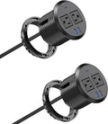 3 inch Desktop Power Grommet USB C20W Fast Charging StationFurniture Recessed Power Strip2 Outlets3 USB PortsFlush-Mount for Desktop Workspace Essential Desk Outlet2 Pack (Black)