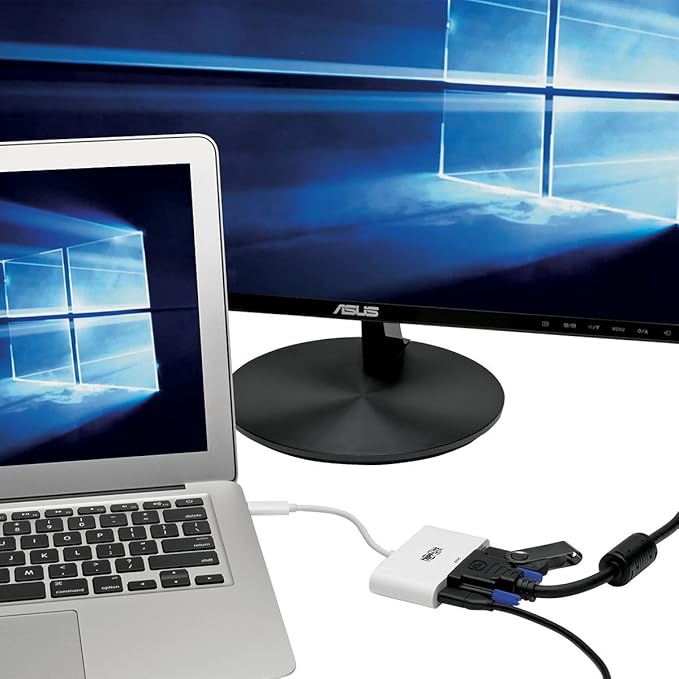 Tripp Lite USB C to DVI Multiport Video Adapter Converter 1080p w/USB-A Hub &amp USB-C PD Charging Port Thunderbolt 3 Compatible USB Type C USB Type-C (U444-06N-DU-C)