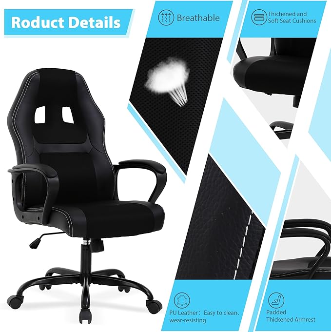 Ergonomic Gaming Chair Comfortable Cheap Gamer Chair for Adults Desk Chair Gaming Chair with Lumbar Support Gaming Office Chair with Wheels for Teens