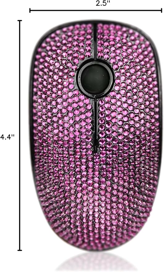 Bling Dazzling 2.4G Wireless Mouse Covered with Crystal Diamond Rhinestone for Laptop Notebook PC Computer MacBook Great Gift idea for Her - Light Purple