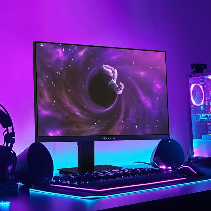 CRUA 24.5Inch Gaming Monitor 144Hz/165Hz FHD(1920x1080P) 120% sRGB Computer Monitor Height/Pivot/Swivel/Tilt Adjustable Vertical Monitor Support FreeSync DPHDMI Wall Mount (75mmX75mm)