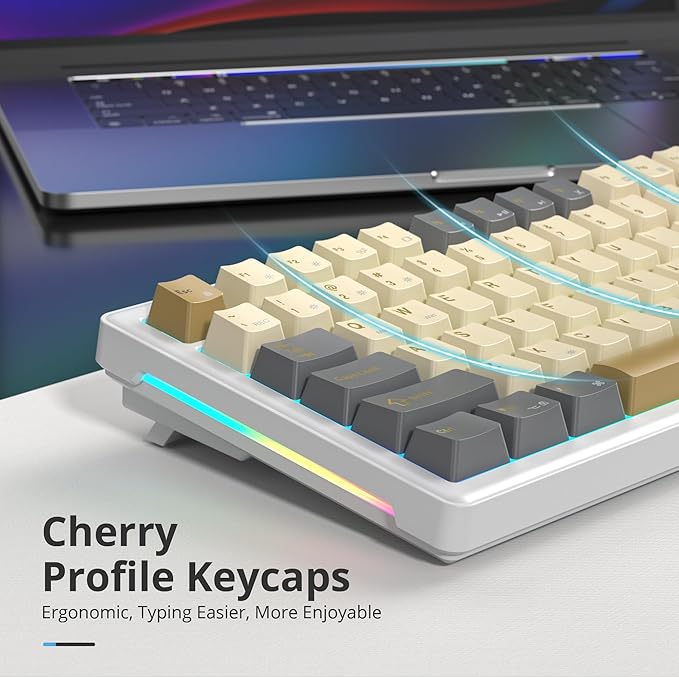 75% Brown Creamy Mechanical Keyboard Wired Creamy Sound Gasket Gaming Thocky Keyboard with Knob Hot Swappable RGB Custom Keyboard Pre-lubed Cream Switch Keyboard (82 Caramel)