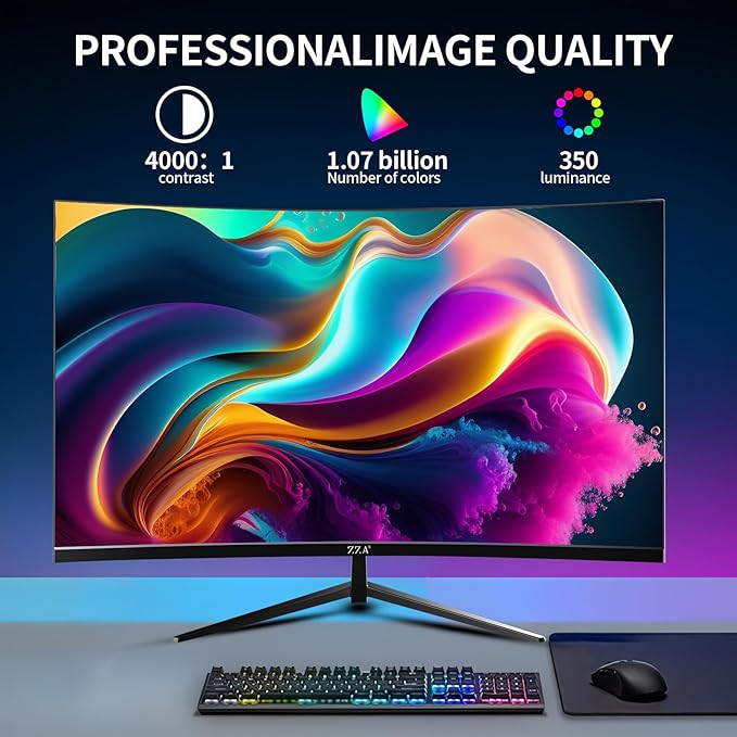 ZZA 32 Inch Curved Gaming Monitor QHD 2560x1440 Ultra 300Hz &amp 240Hz Refresh Rate Computer Monitor VA Panel1500R 1ms HDR AMD FreeSync Premium NVIDIA G-SYNC Compatible