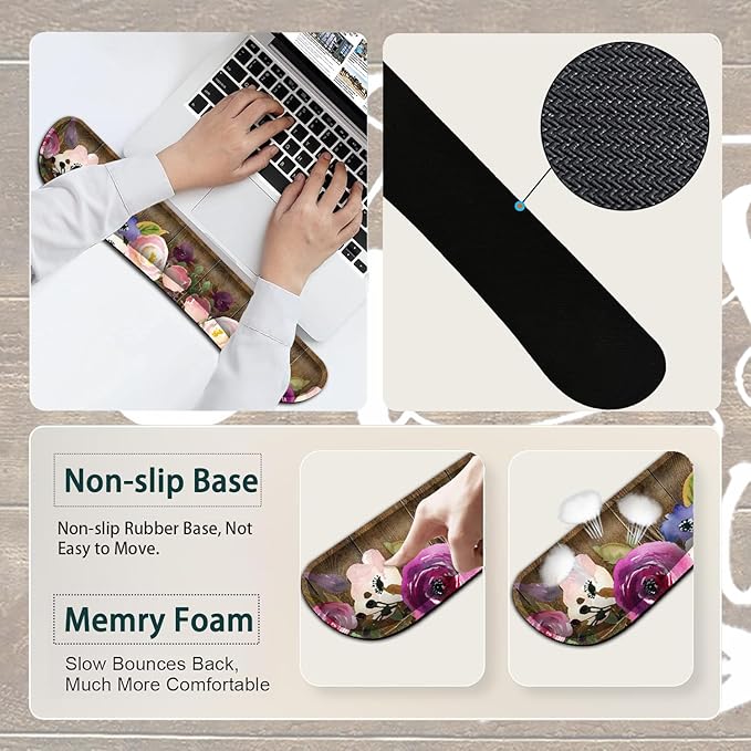 Large Mouse Pad Ergonomic Mouse Pad with Wrist Rest and Keyboard Wrist Rest 4 in 1 Set 31.5 x11.8 inch Extended Desk Pad for Home OfficeChaos Coordinator Quotes Watercolor Floral Gaming Mouse Mat